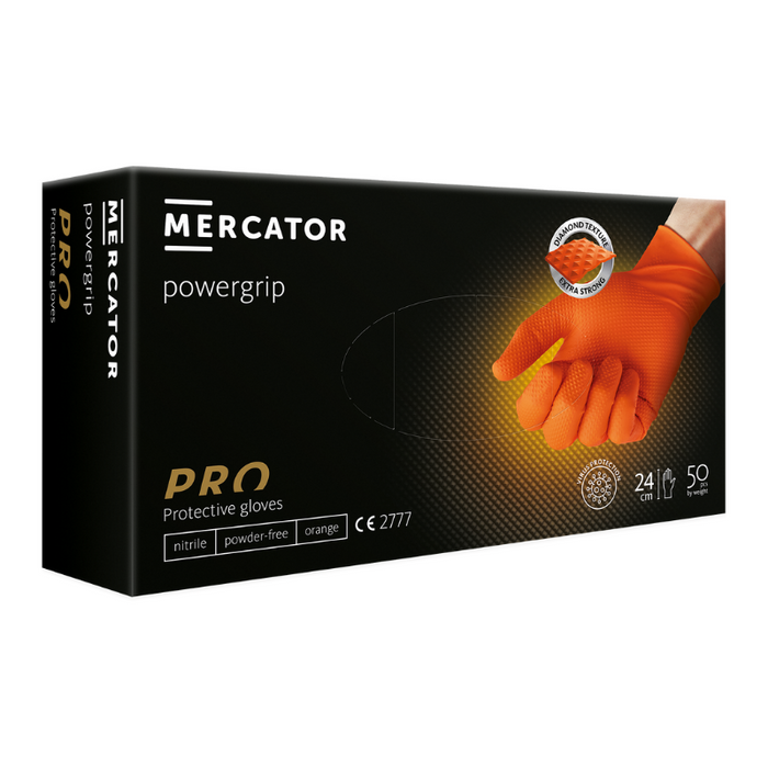 MERCATOR POWERGRIP ORANGE GRIPPER GLOVES - BOX OF 50