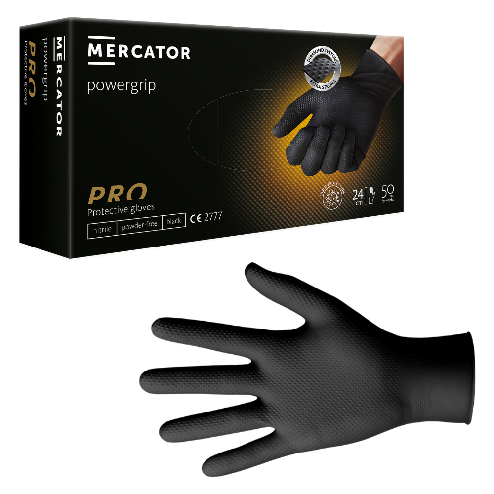 Mercator Powergrip Diamond Textured Nitrile Gloves