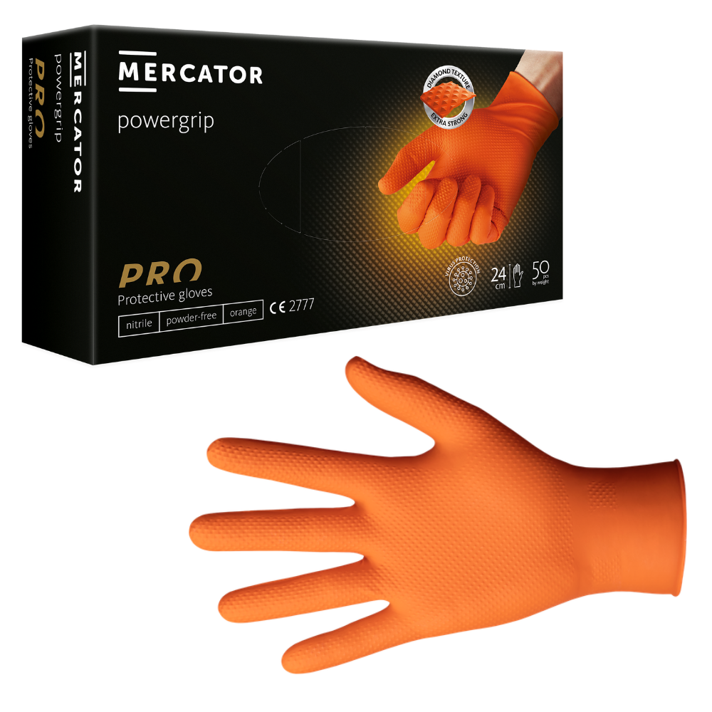 Mercator Powergrip Diamond Textured Nitrile Gloves