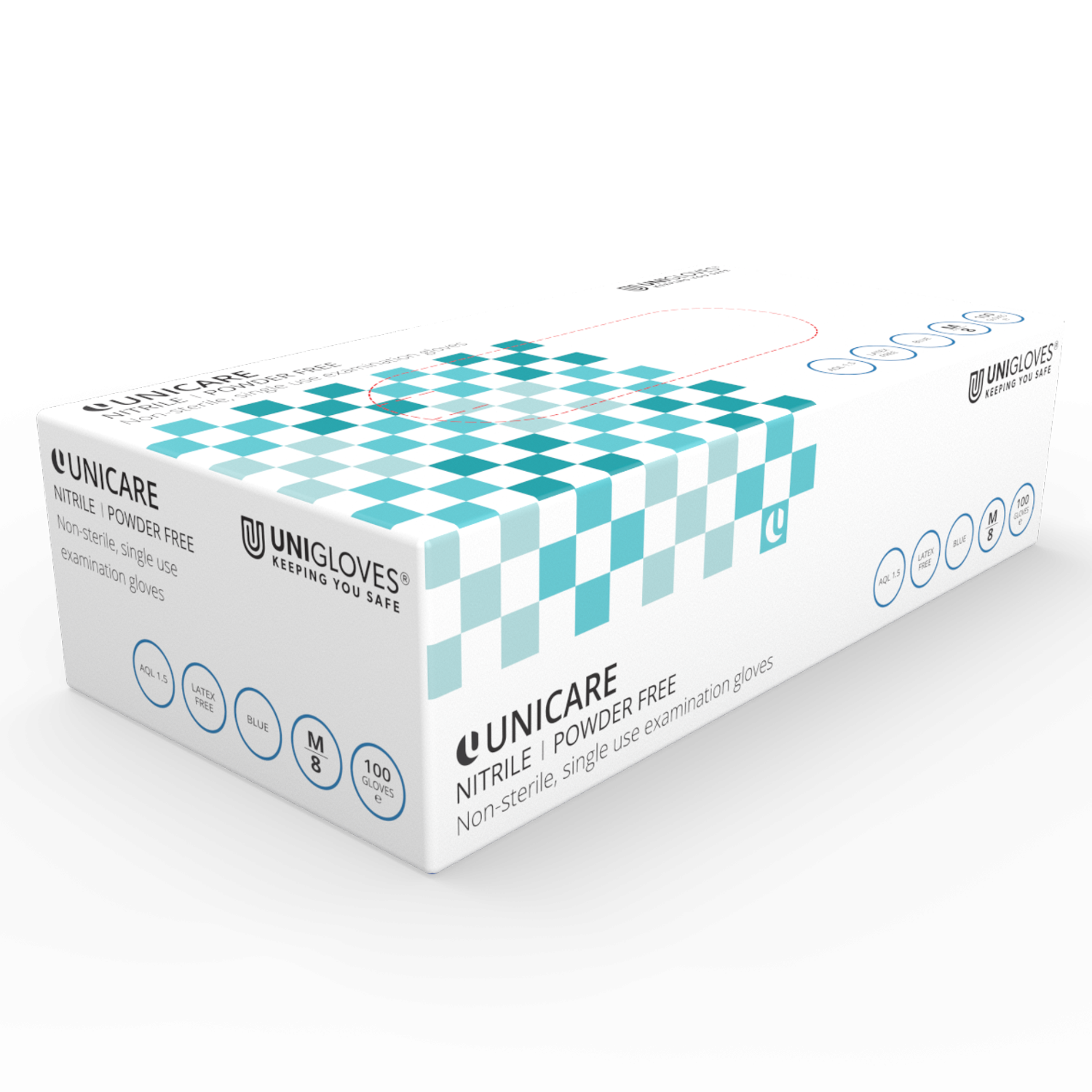 Unicare Blue Nitrile Examination Gloves