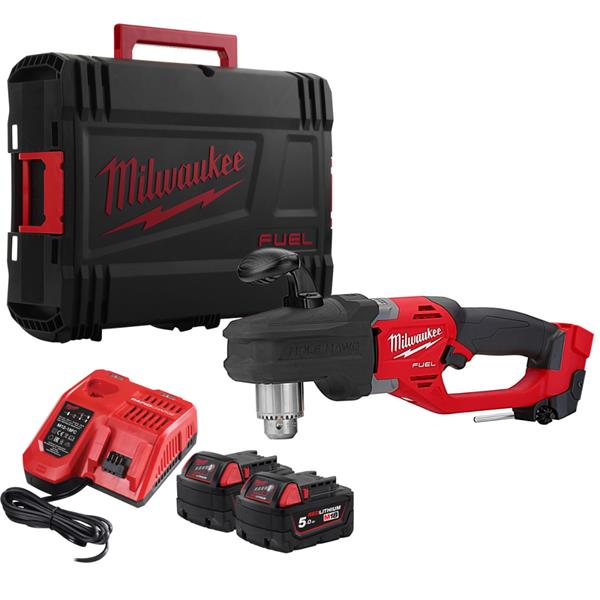 MILWAUKEE M18CRAD2-502X M18 FUEL HOLE HAWG RIGHT ANGLE DRILL (2X5AH)